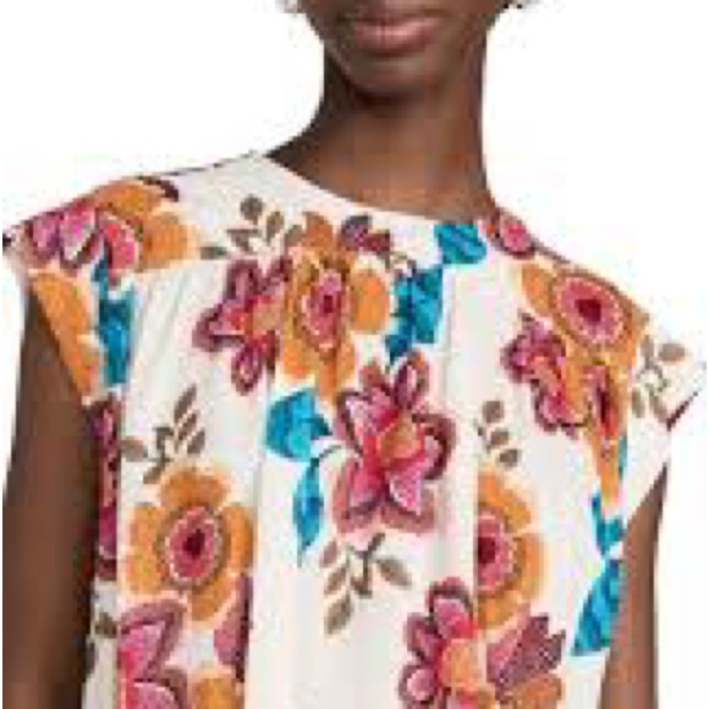 Misa Los Angeles Floral Blouse in Pink, Orange, and Blue